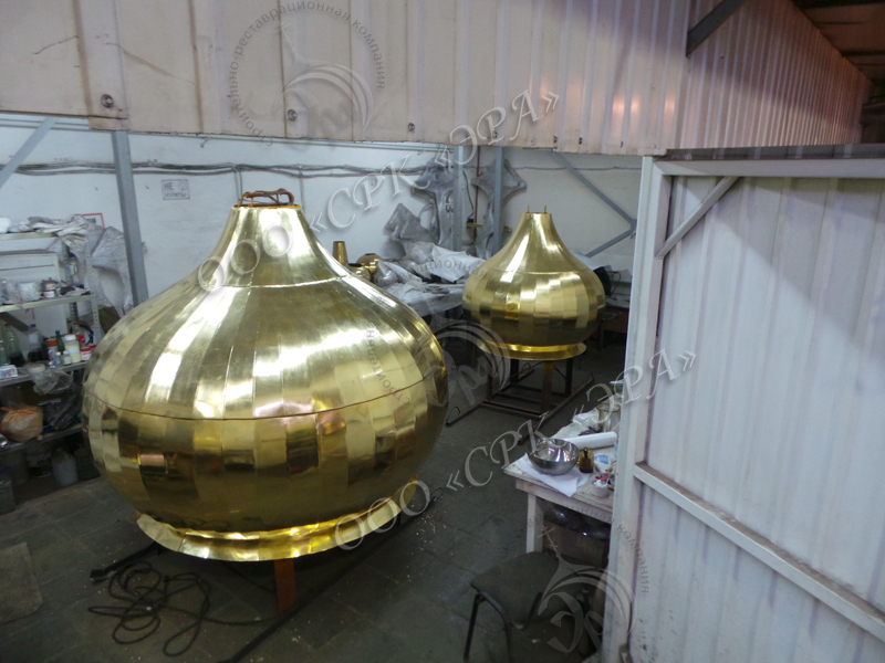 Сусальное золочение куполов, примеры работ компании ЭРА
