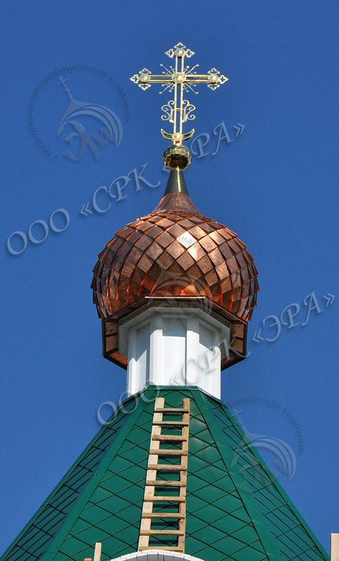 Установка креста и купола на восстановленную колокольню храма Рождества Богородицы, с. Радовицы